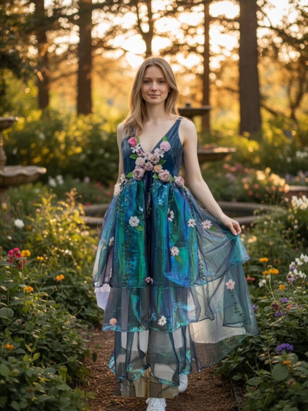 Handmade Boutique Womens Fairy Floral Feminine Cosplay Renaissance Dress Sz M